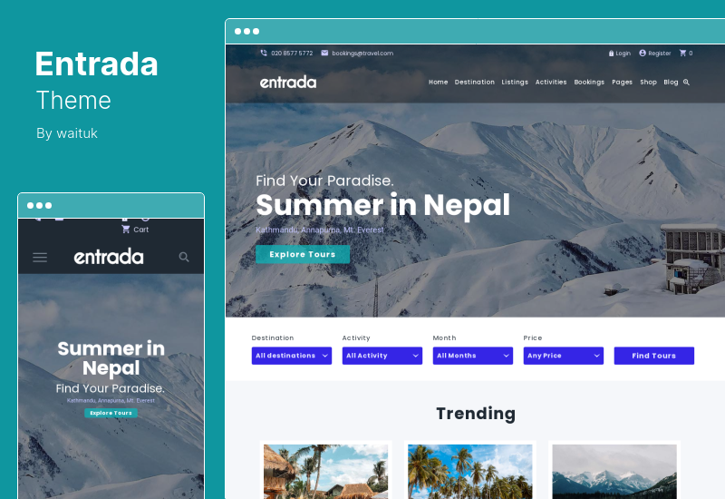 Entrada Theme - Tema de WordPress para viajes y tours de aventura