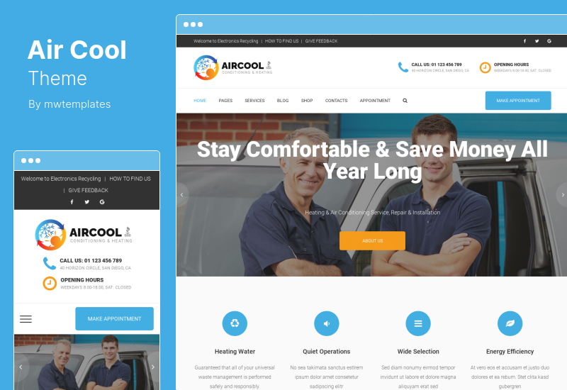 AirCool Theme - Klimatisieren und Heizen WordPress Theme