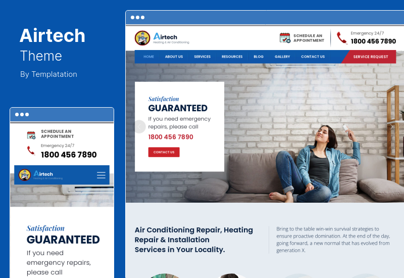 Airtech Theme - سمة سباك HVAC وإصلاح WordPress