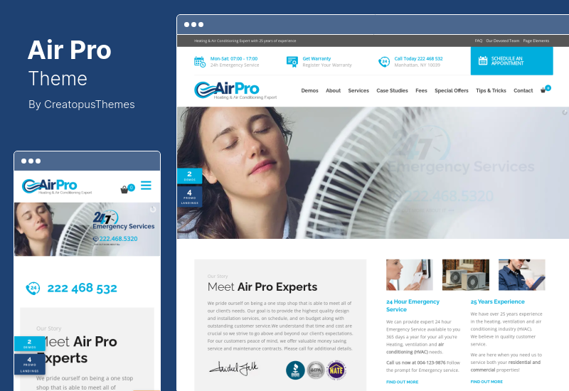 Tema AirPro - Tema WordPress de aquecimento e ar condicionado para serviços de manutenção