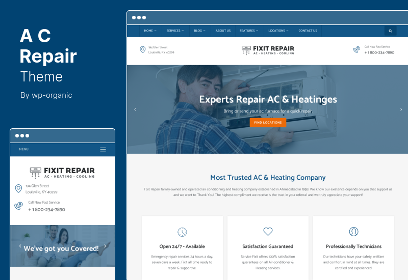 Tema de reparo AC - Tema WordPress de reparo de ar condicionado e HVAC