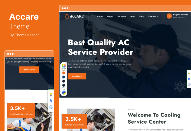 Accare 主題 - 暖氣和空調 WordPress 主題