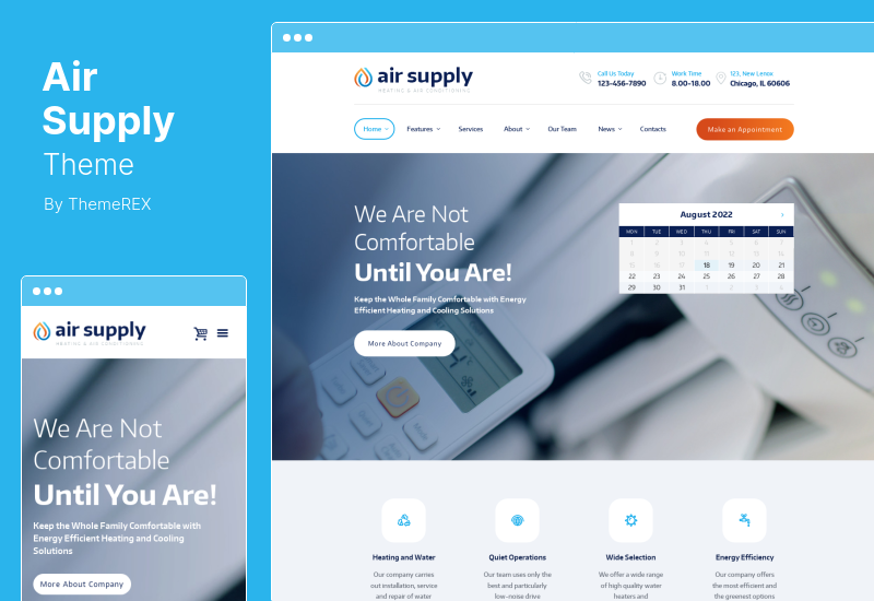 空氣供應主題 - 空調公司和供暖服務 WordPress 主題