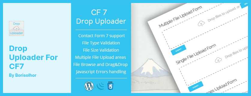 Drop Uploader pentru CF7 Plugin - Un add-on pentru încărcarea fișierelor Drag&drop