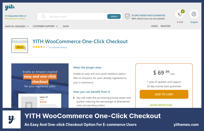 YITH WooCommerce ワンクリック チェックアウト プラグイン - e コマース ユーザー向けの簡単なワンクリック チェックアウト オプション