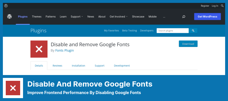 Disabilita e rimuovi Google Fonts Plugin - Migliora le prestazioni del frontend disabilitando Google Fonts