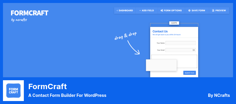 ปลั๊กอิน FormCraft - ตัวสร้างแบบฟอร์มการติดต่อสำหรับ WordPress