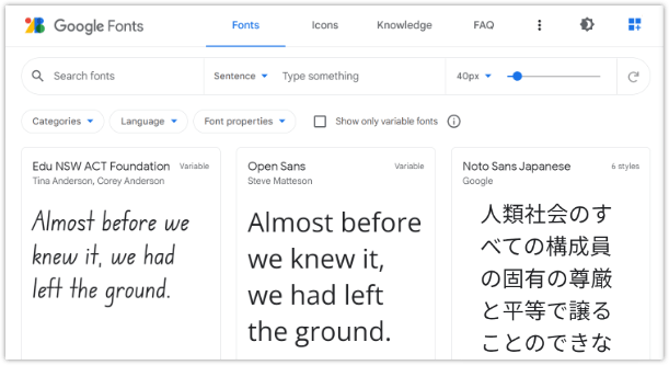 Strumenti per i caratteri, Google Fonts