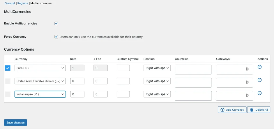 WooGeolocation - Oferecendo várias moedas