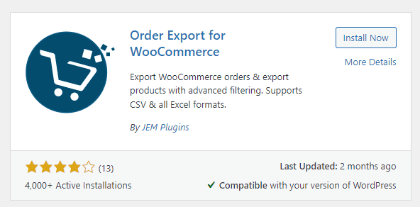 WooCommerce プラグインの注文エクスポート