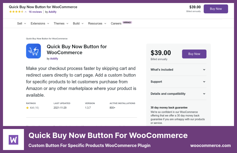 ปุ่มซื้อด่วนสำหรับปลั๊กอิน WooCommerce - ปุ่มที่กำหนดเองสำหรับผลิตภัณฑ์เฉพาะ ปลั๊กอิน WooCommerce