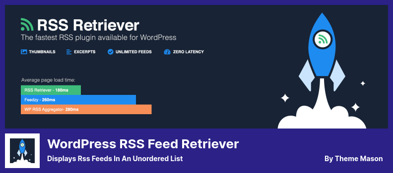 워드프레스 RSS 피드 리트리버 플러그인 - RSS 피드를 정렬되지 않은 목록으로 표시