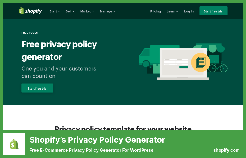 Плагин Shopify’s Privacy Policy Generator — бесплатный генератор политики конфиденциальности электронной коммерции для WordPress