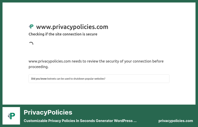 PrivacyPolicies Plugin - 幾秒鐘內可自定義的隱私策略生成器 WordPress 插件