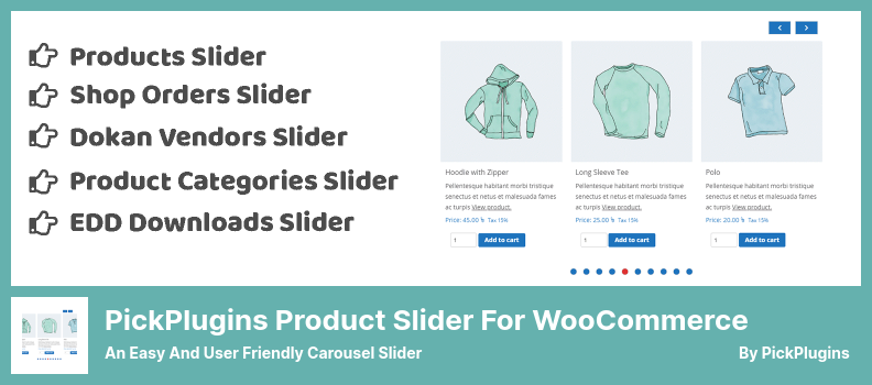 用於 WooCommerce 插件的 PickPlugins 產品滑塊 - 一個簡單且用戶友好的輪播滑塊