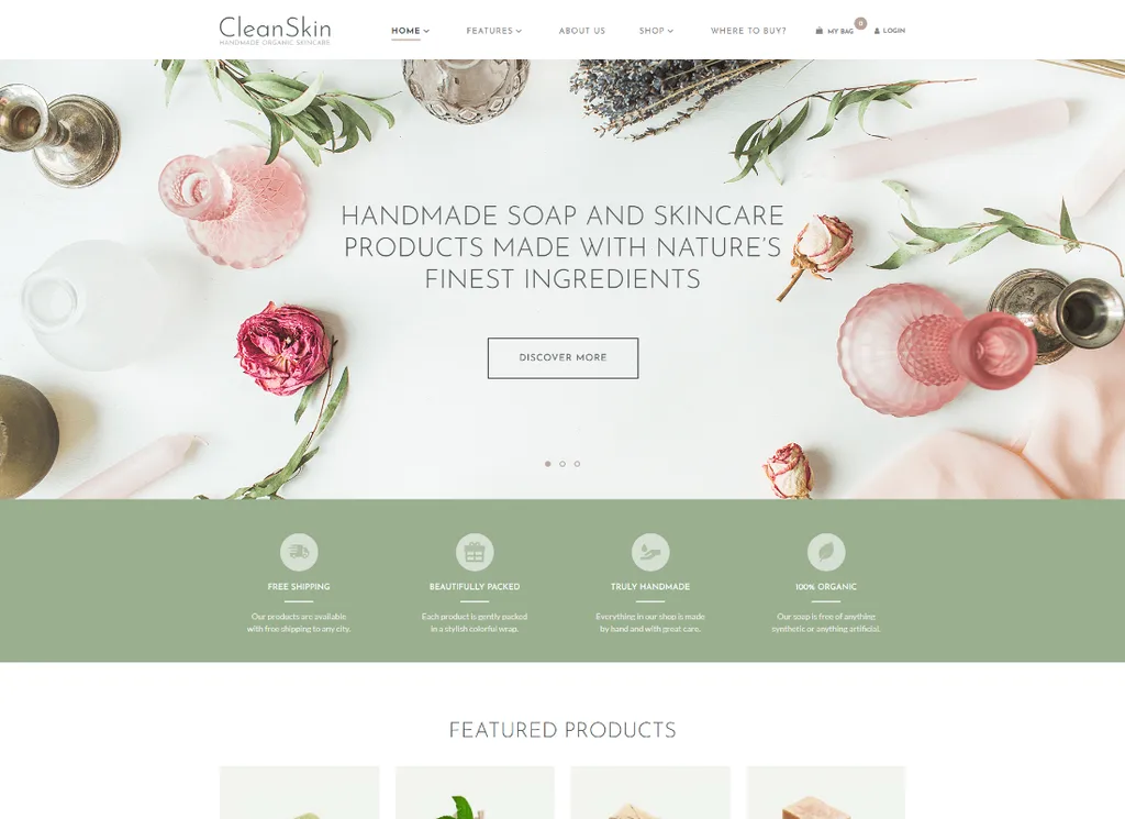 CleanSkin - Tema WordPress para Loja de Sabonete Orgânico Artesanal e Cosméticos Naturais