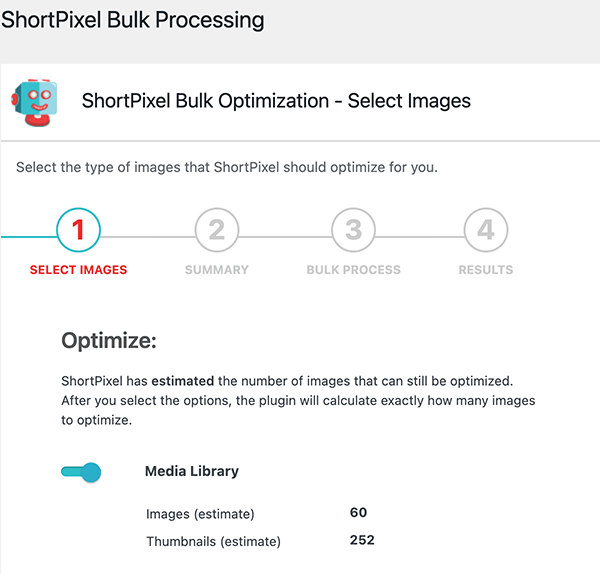 O processo de otimização ShortPixel.