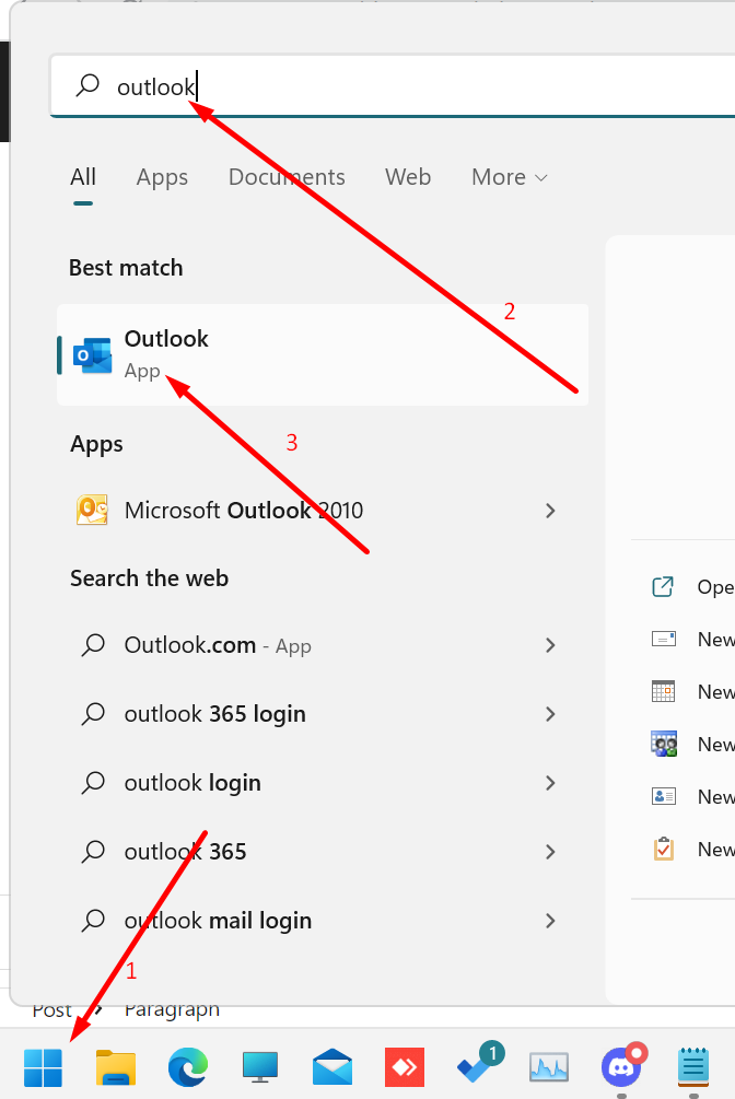 Find the Smtp Server in Outlook 365 step1 