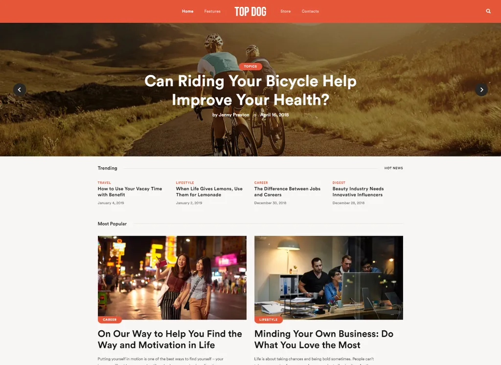 Top Dog - 올인원 Elementor Blog & Magazine WordPress Theme