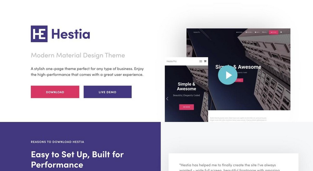 Thème WordPress Hestia