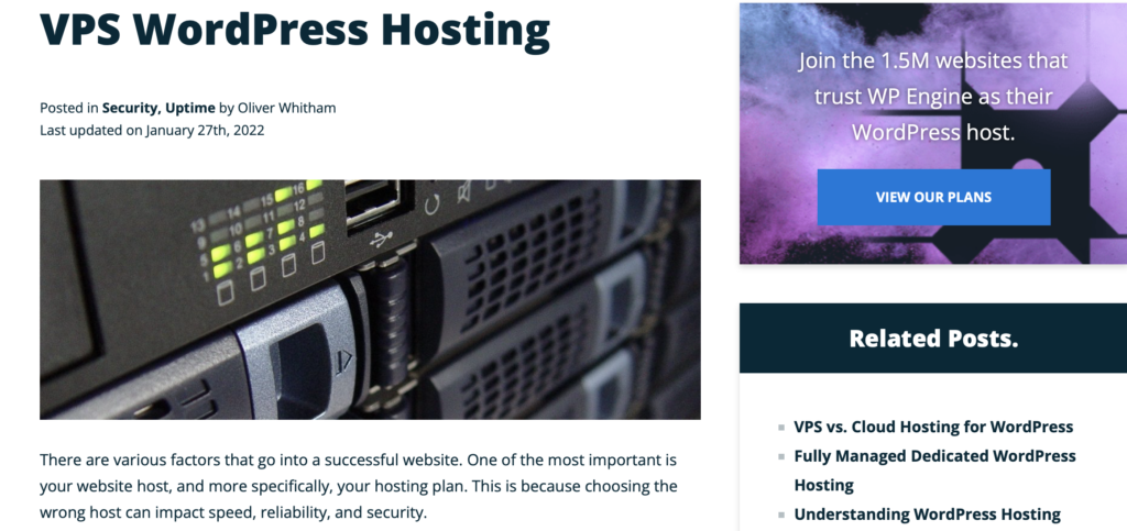 Hosting VPS WordPress di WP Engine