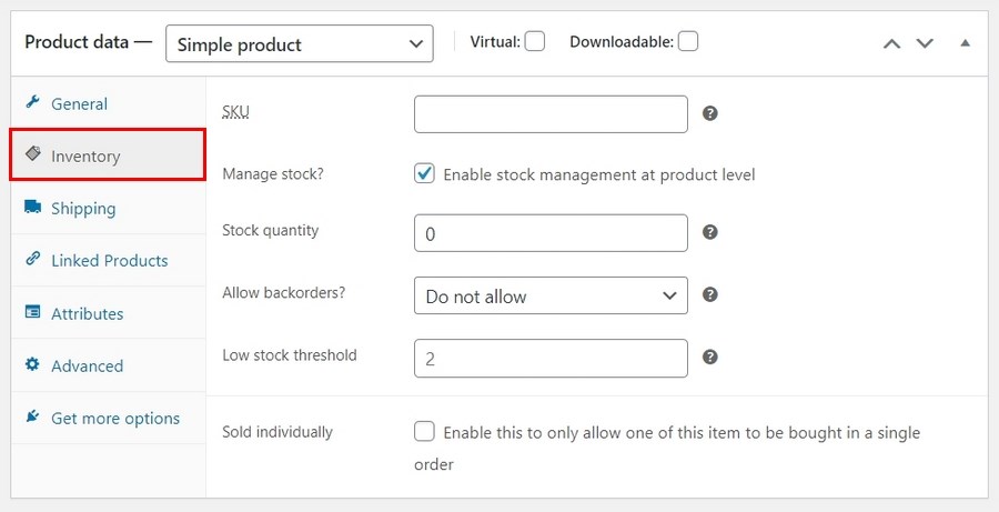 在 WooCommerce 庫存選項卡中為您的產品提供庫存詳細信息