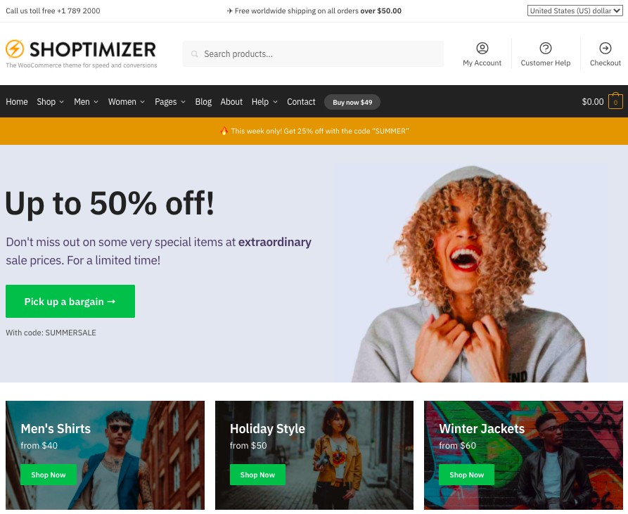 Shoptimizer премиальная тема WooCommerce