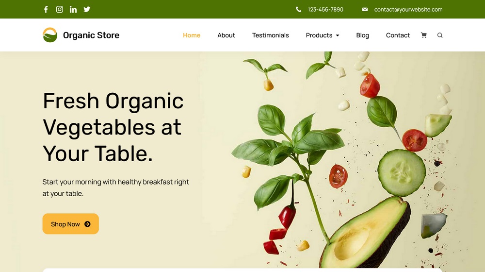 Rishi Theme Organic Storeのデモ