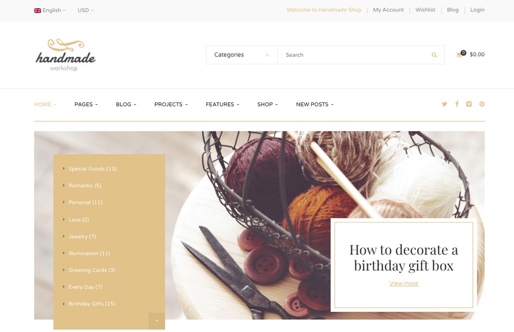 Handmade Shop WooCommerce 테마