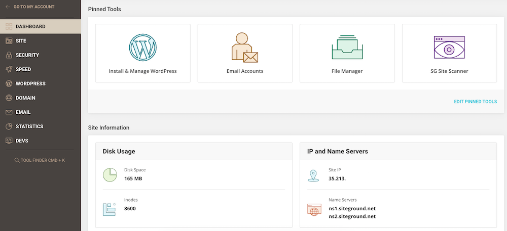 SiteGround-Dashboard