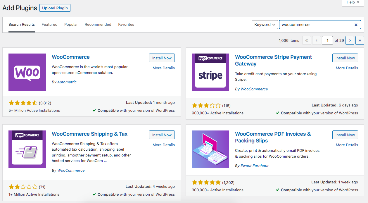 Installez le plugin WooCommerce WordPress