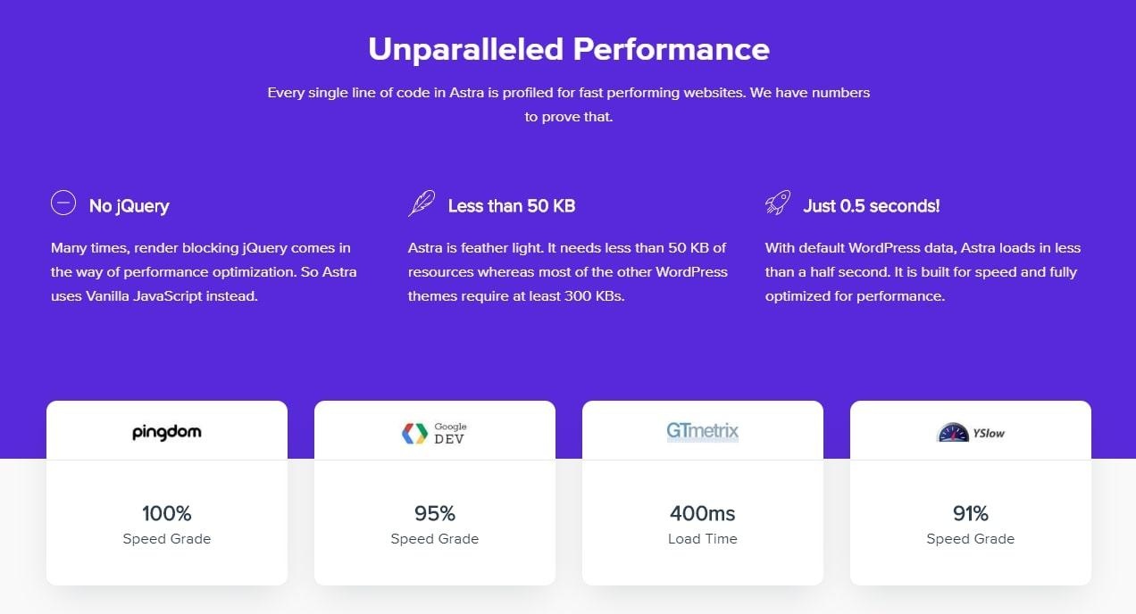 Astra 是一個輕量級主題，可在 0.5 秒內加載