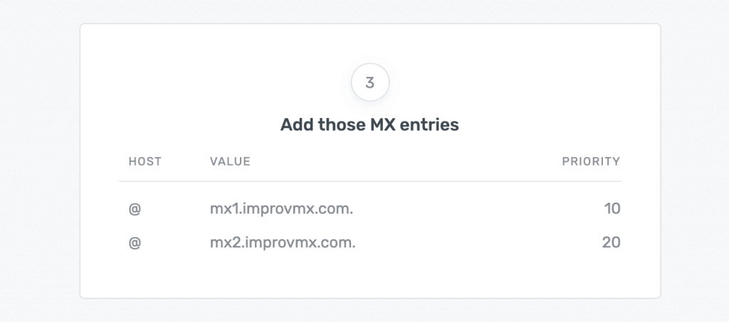 ImprovMX 的 MX 記錄