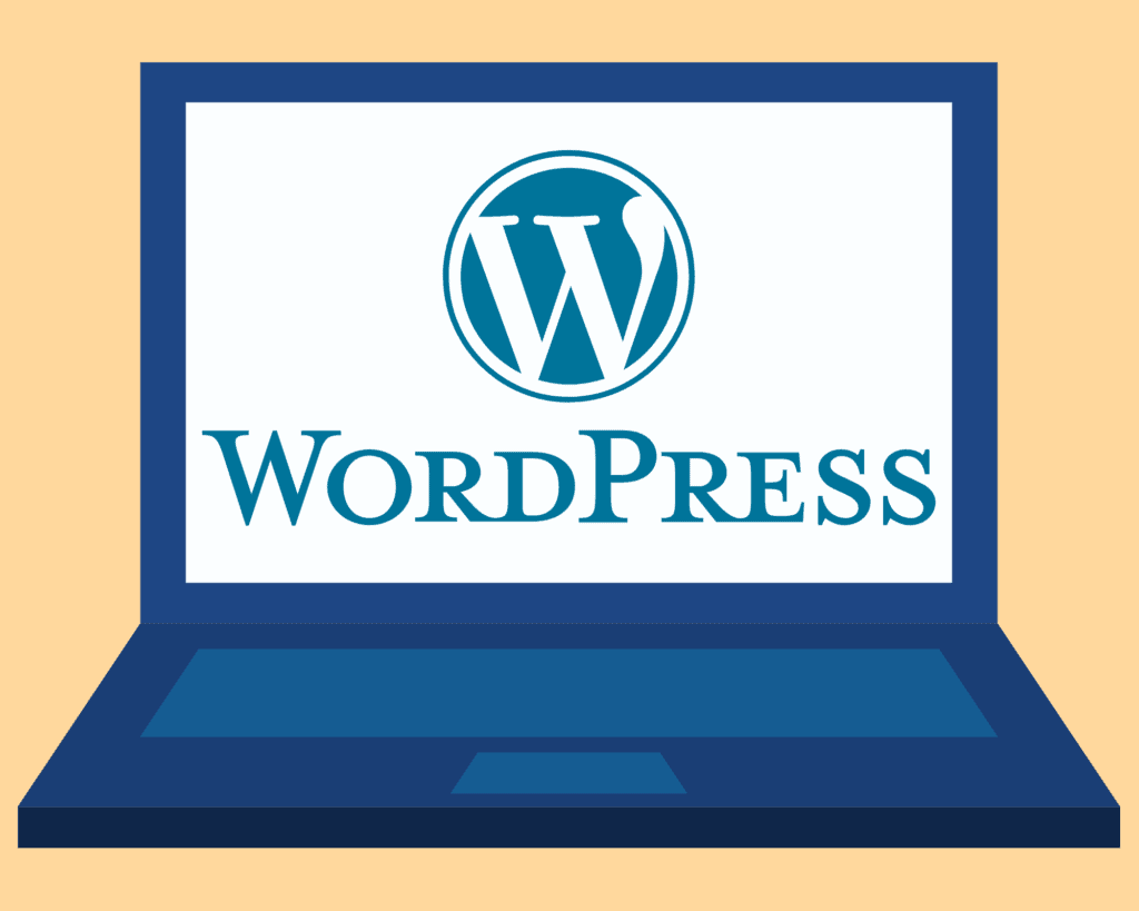 โลโก้ wordpress บนแล็ปท็อป