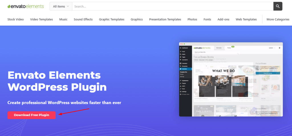 ปลั๊กอิน WordPress Envato Elements