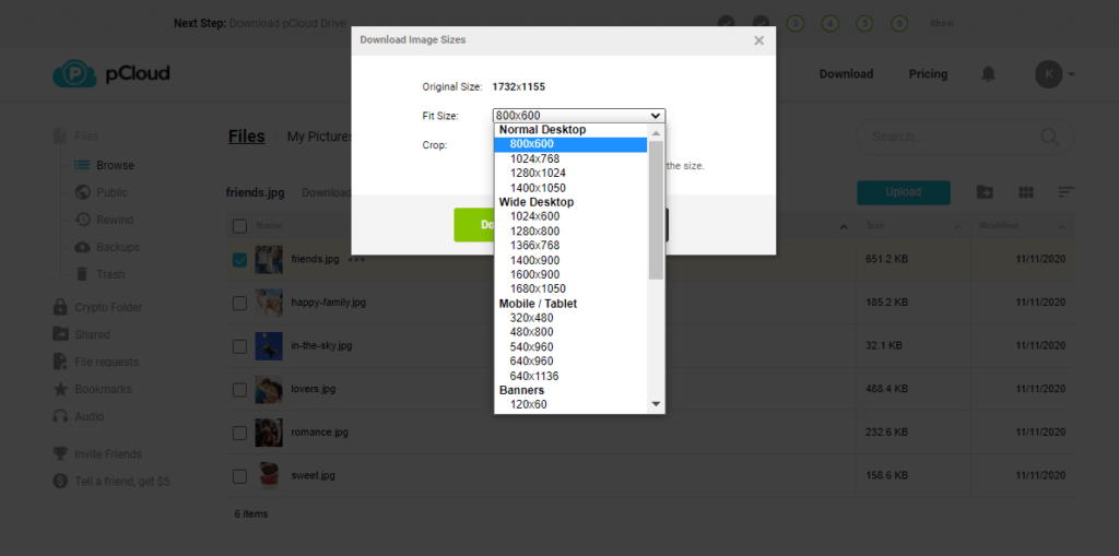 pcloud ปรับขนาด