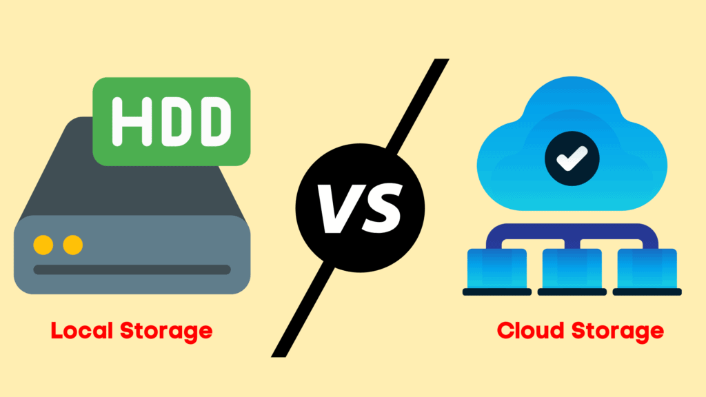 Armazenamento local versus armazenamento em nuvem