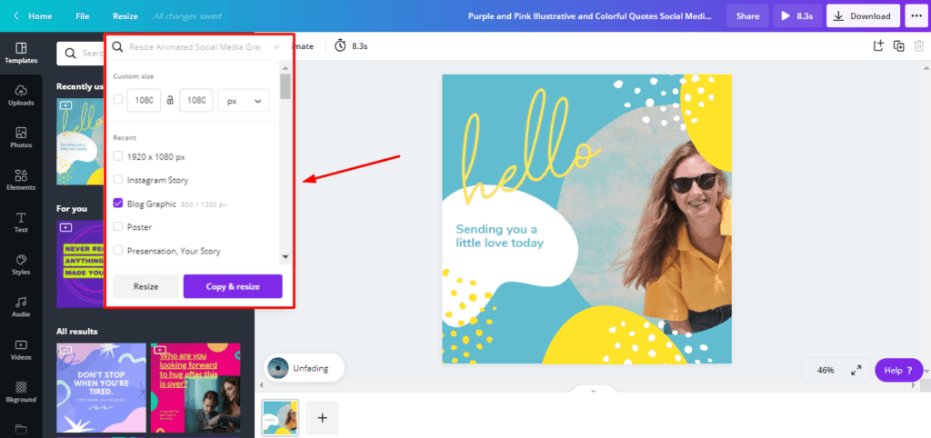 Redimensionnement Canva Pro Magic