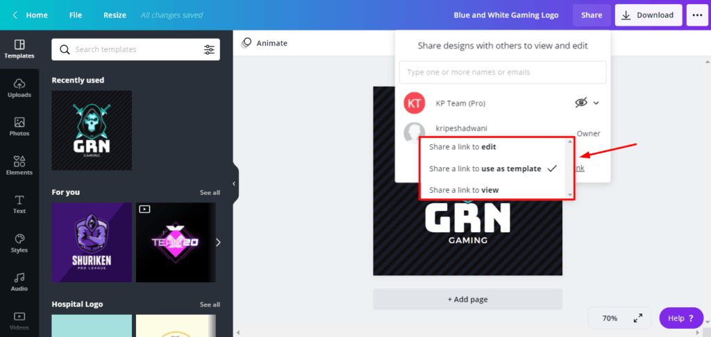 Modèles de partage Canva Pro