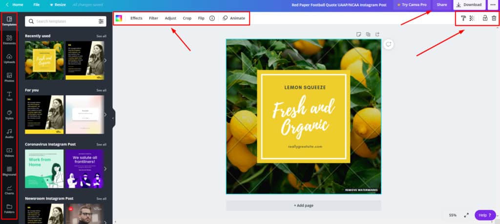 Editor gratuito di Canva