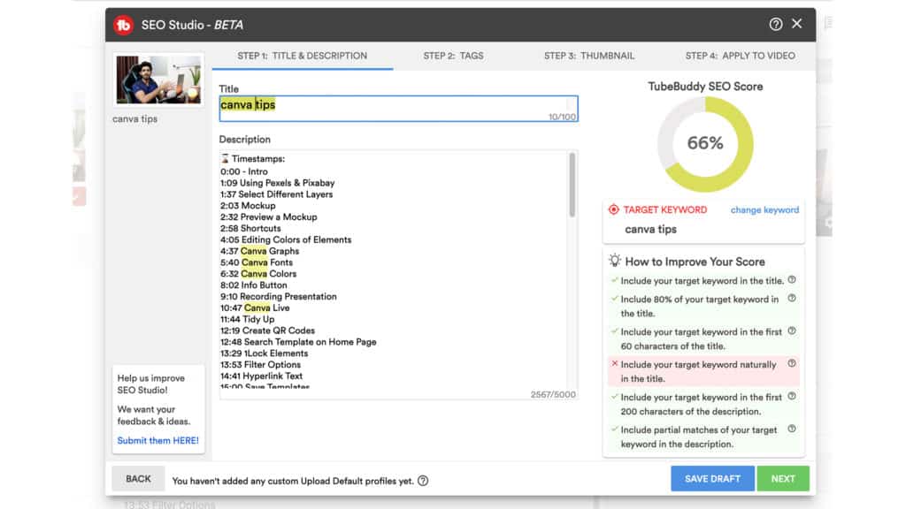 Estudio SEO TubeBuddy