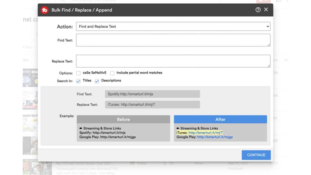 Instrumente de procesare în vrac TubeBuddy