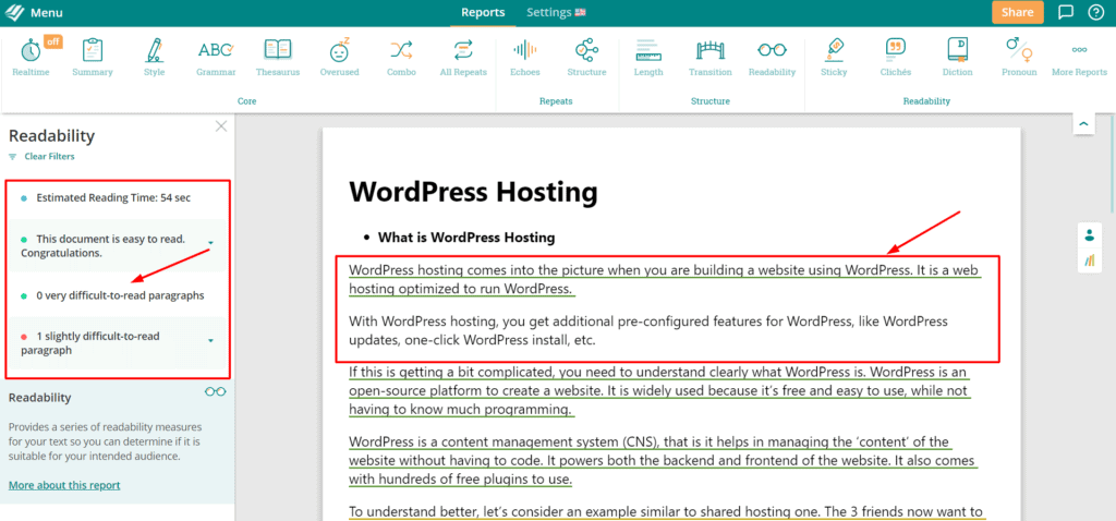Lesbarkeitsbericht 2