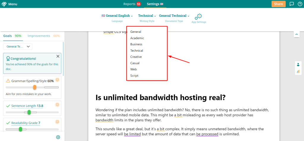 Schreibstil in ProWritingAid