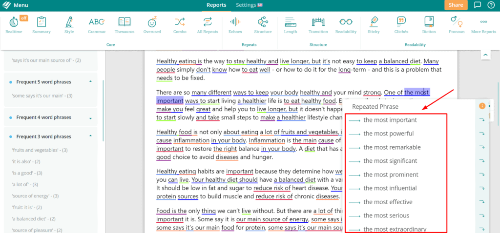 Bericht über alle Wiederholungen