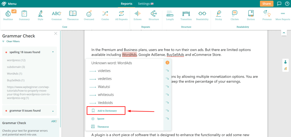 Rechtschreibung zum Wörterbuch hinzufügen