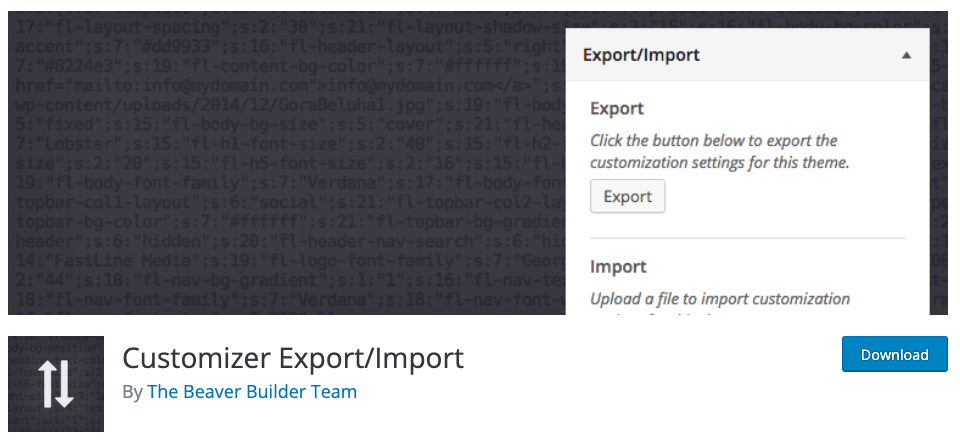 exportation/importation de personnalisateur