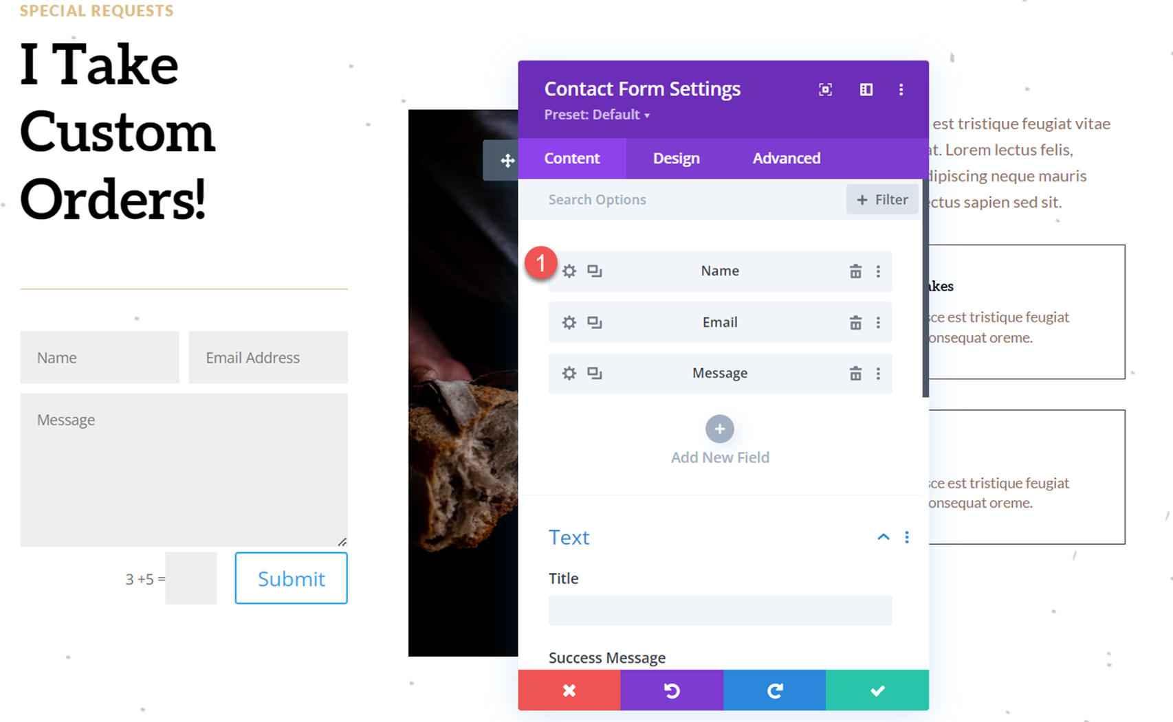 Divi Reveal Options ドロップダウン Contact Form Modify Field