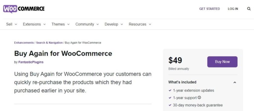 woocommerce eklentisi için tekrar satın alın