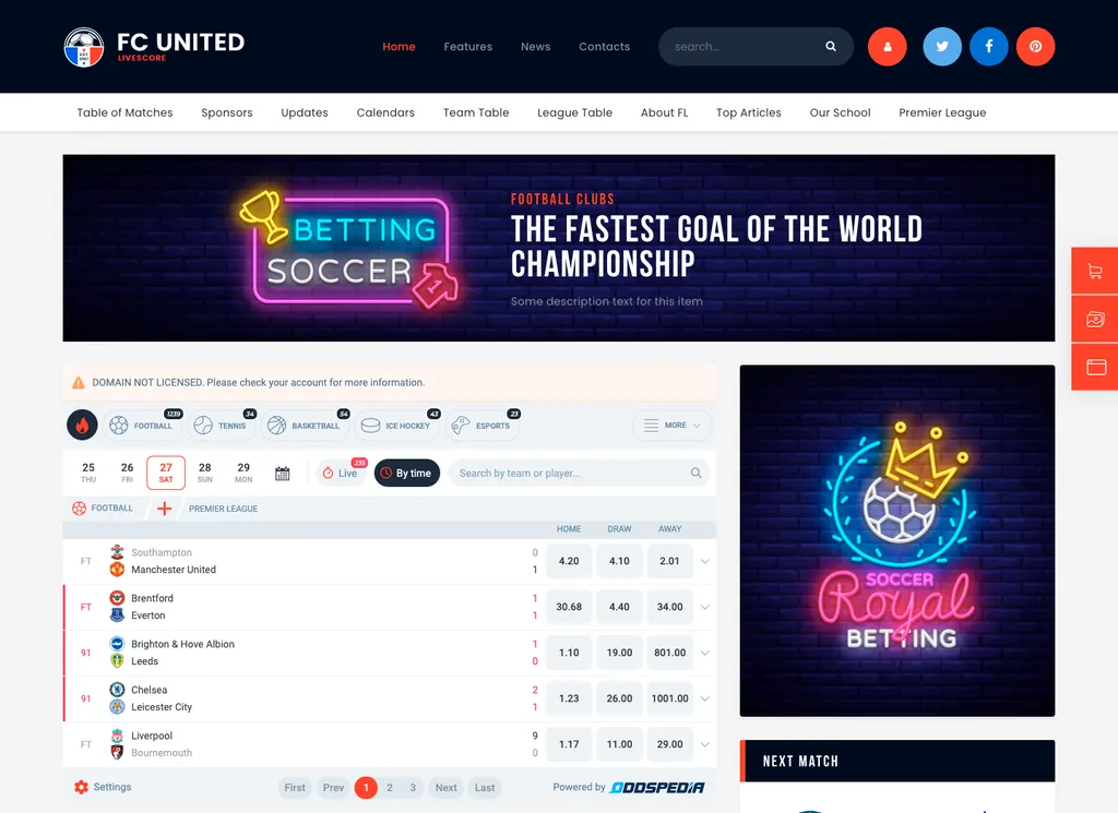 FCユナイテッド |サッカー、サッカー、スポーツの WordPress テーマ + RTL